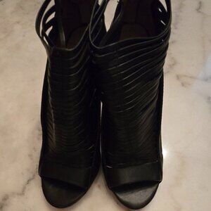 L.A.M.B. Kacee Black Peep Toe Ankle Booties by Gwen Stefani